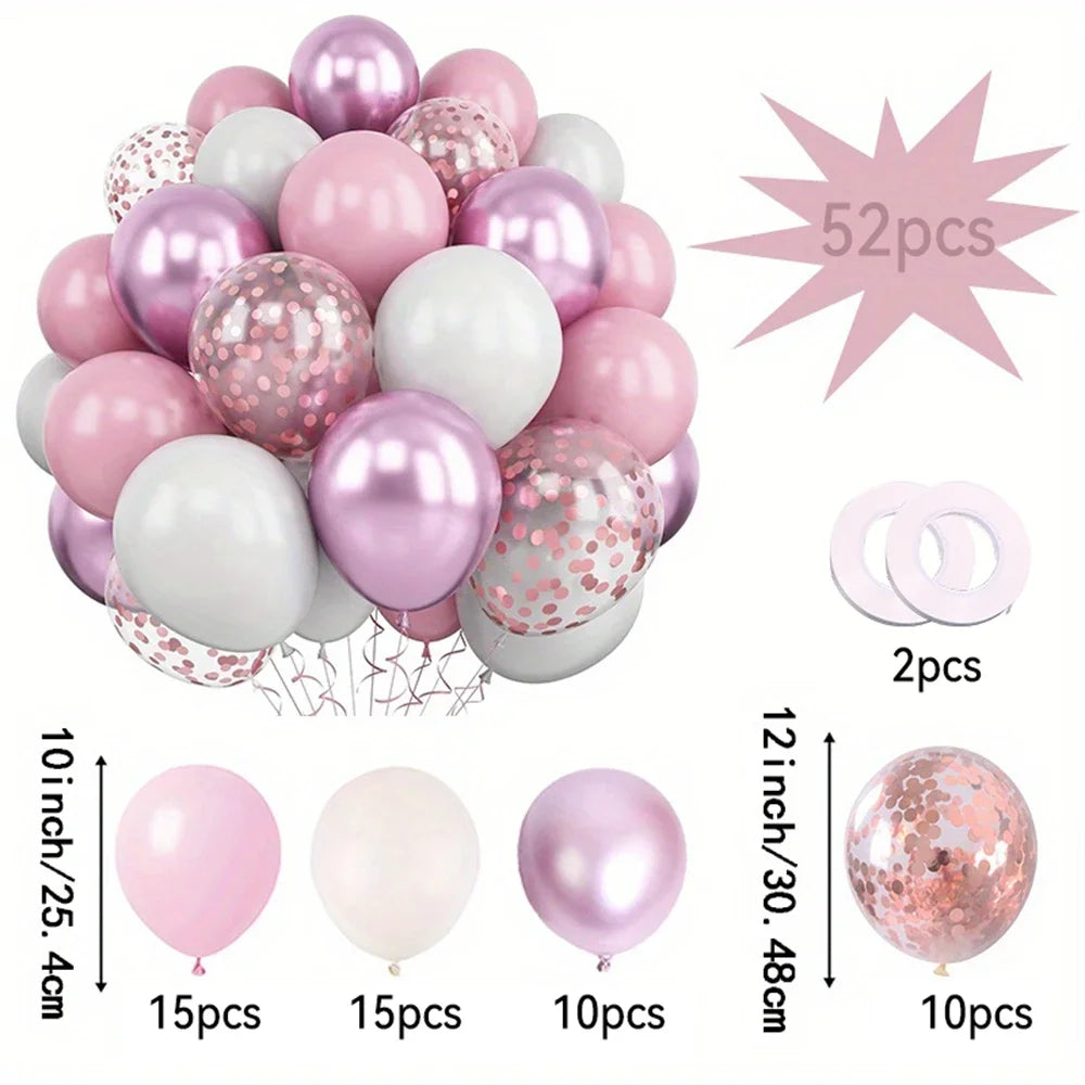 32/52/62pcs Macaron Pink Retro Sand White Champagne Golden Balloons Set For Birthday,Party,Wedding,Valentine's Day, Anniversa