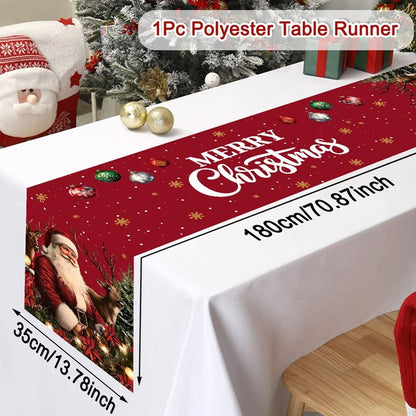 Merry Christmas Santa Claus Table Runner Christmas Decor for Home 2025 Winter Holiday Kitchen Dining Table Decor Navidad Gift