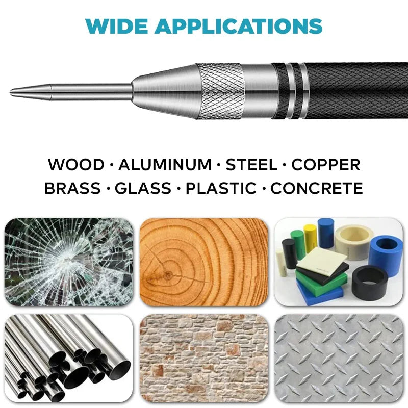 Automatic Centre Punch General Woodworking Metal Drill Adjustable Spring Loaded Automatic Punch Hand Tools for Metal Wood Gla