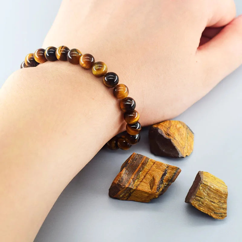 5A Natural Tiger Eye Bracelets Men Women Charm Natural Stone Jewelry Health Protection Soul Healing Couple Crystal Bead Brace