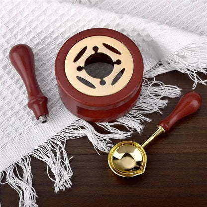 1/2/3pcs Wax Seal Set Wood Wax Melting Lacquer Furnace With /Spoon/Handle Wax Bead Melting Heater Wax Pot Heater For Stamp Cr