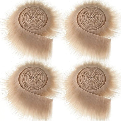 Muiltcolor Long Plush Fur Trim Fabric Roll Stripe Faux Fur Ribbon Tapes Winter Costume Soft DIY Crafts Home Decoration Gift -