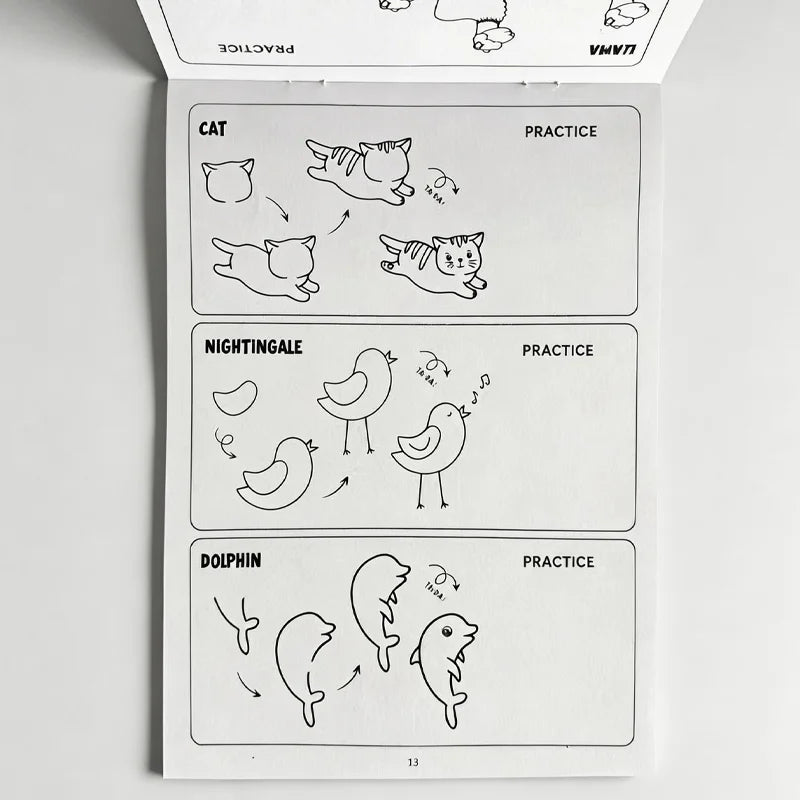 96 Animal Patterns, 32 Pages, Learn To Draw Animals, How To Draw: Teaching Drawing Book, Simple 4 Steps To Complete Drawing