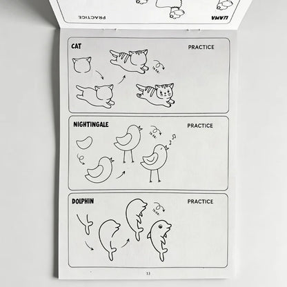 96 Animal Patterns, 32 Pages, Learn To Draw Animals, How To Draw: Teaching Drawing Book, Simple 4 Steps To Complete Drawing