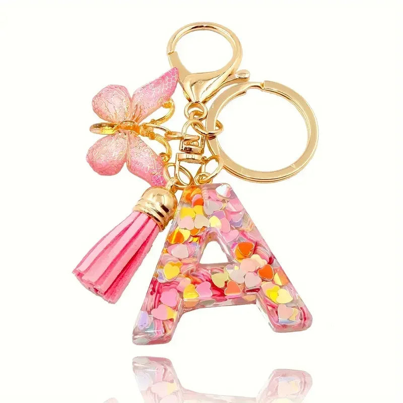 Fashion DIY A-Z Letters keychain Metal Holder Pendent Key Chain Women Car Key Ring Simple Letter Name Key Party Gift Jewelry 