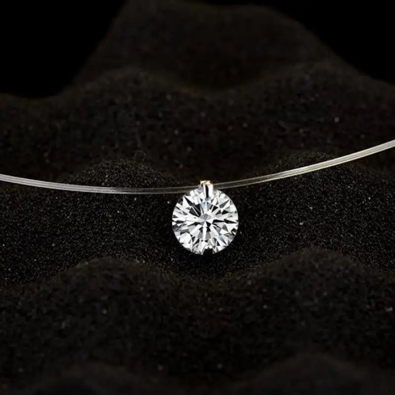 Fashion Shiny Crystal Necklace Zircon Pendant Transparent Fishing Line Invisible Ladies Necklace Jewelry Clavicle Chain Chock