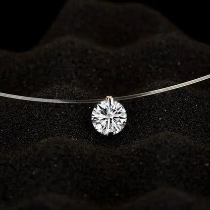 Fashion Shiny Crystal Necklace Zircon Pendant Transparent Fishing Line Invisible Ladies Necklace Jewelry Clavicle Chain Chock