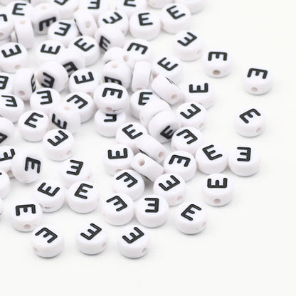 50/100pcs/lot 7x4mm White Round A-Z Alphabet Letter Acrylic Loose Spacer Beads for Jewelry Making Diy Bracelet Accessories
