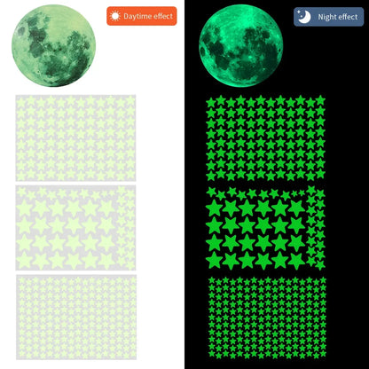 Moon Stars Wall Stickers Glow In The Dark For Kids Room, Bedroom Decor
