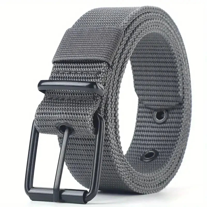 Men's Belt Outdoor Hunting Tactics Belt Multi functional Buckle Nylon Belt Marine Corps Canvas Belt - Grey-616