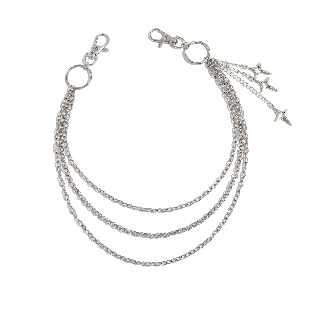 Salircon Punk Multilayer Metal Star Pendant Pant Chain Hip Hop Waist keychain Jeans Chain Women Trendy Jewelry Accessories Gi