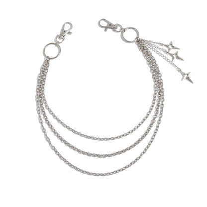 Salircon Punk Multilayer Metal Star Pendant Pant Chain Hip Hop Waist keychain Jeans Chain Women Trendy Jewelry Accessories Gi