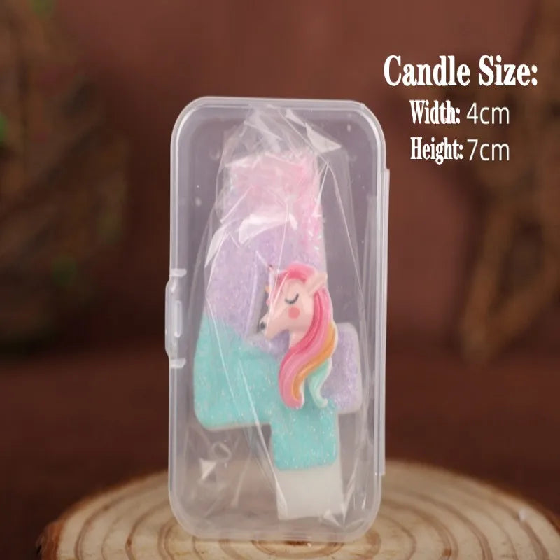 0-9 Number Cartoon Unicorn Digital Candles for Kids Birthday Party Festival Cake Decoration Atmosphere Props Fun Themed Candl