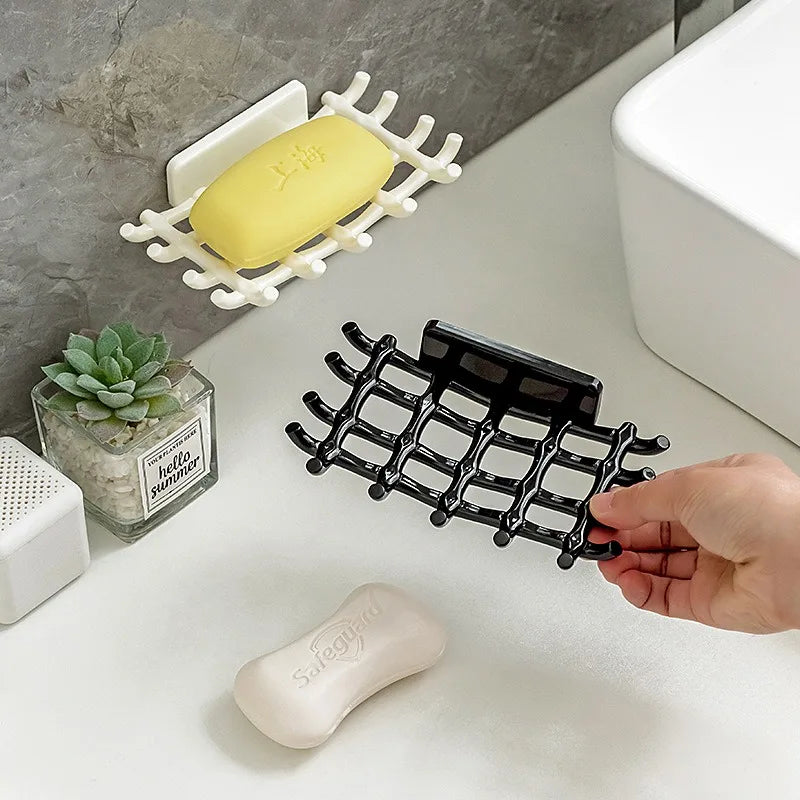 Soap Box Wall Mounted Drainage Shelf For Home Use No Punching High-end Bathroom New Soap Dish Rack Hooks For High-end Bathroo