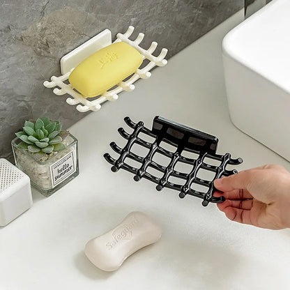 Soap Box Wall Mounted Drainage Shelf For Home Use No Punching High-end Bathroom New Soap Dish Rack Hooks For High-end Bathroo
