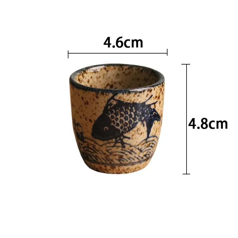 50ml Japanese-style Ceramic Antique White Wine Cup Sake Set Home Retro Coffee Cup Wine Pot Shochu Classical Cup - A-1pc