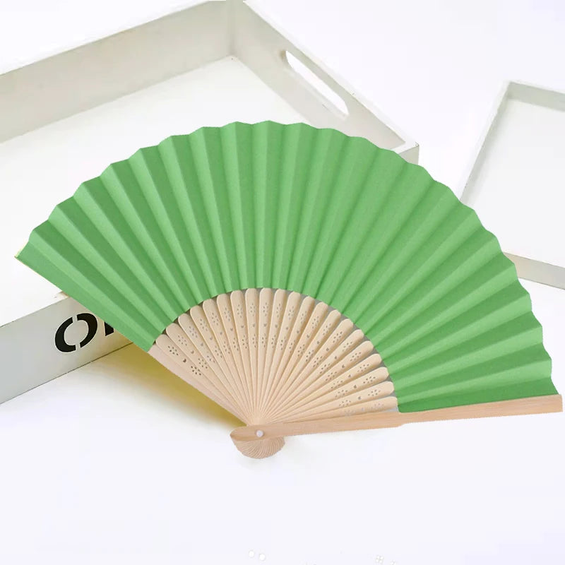 Hand Held Fan Paper Folding Fan Party Decorative New Fashionable Simple Decorative Blank Folding Fans Candy Colored Can DIY -