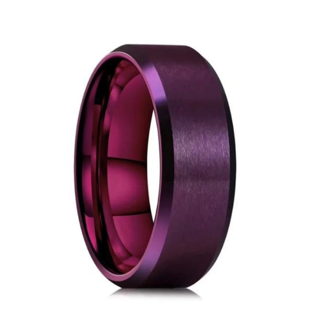 Stainless Steel Rings for Men, Colors: Black Golden Silvery Color, US Sizes 6-13, Men's Simple Band Rings - PURPLE / 13