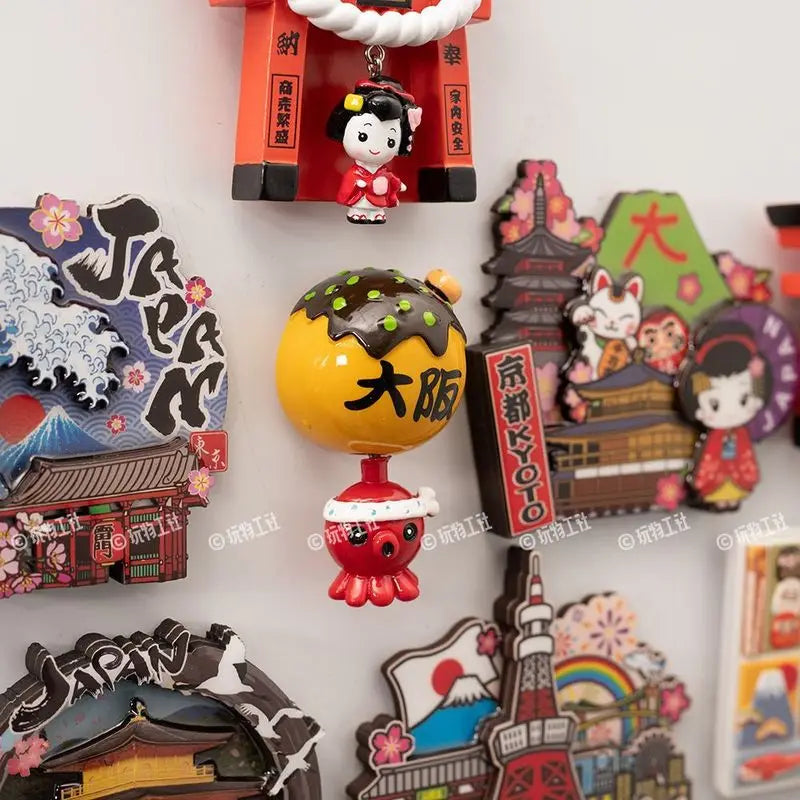 Japanese Travel Souvenir Fridge Magnet City Tourist Attraction Home Decor Basswood Resin Stickers Creative Gifts from Japan
