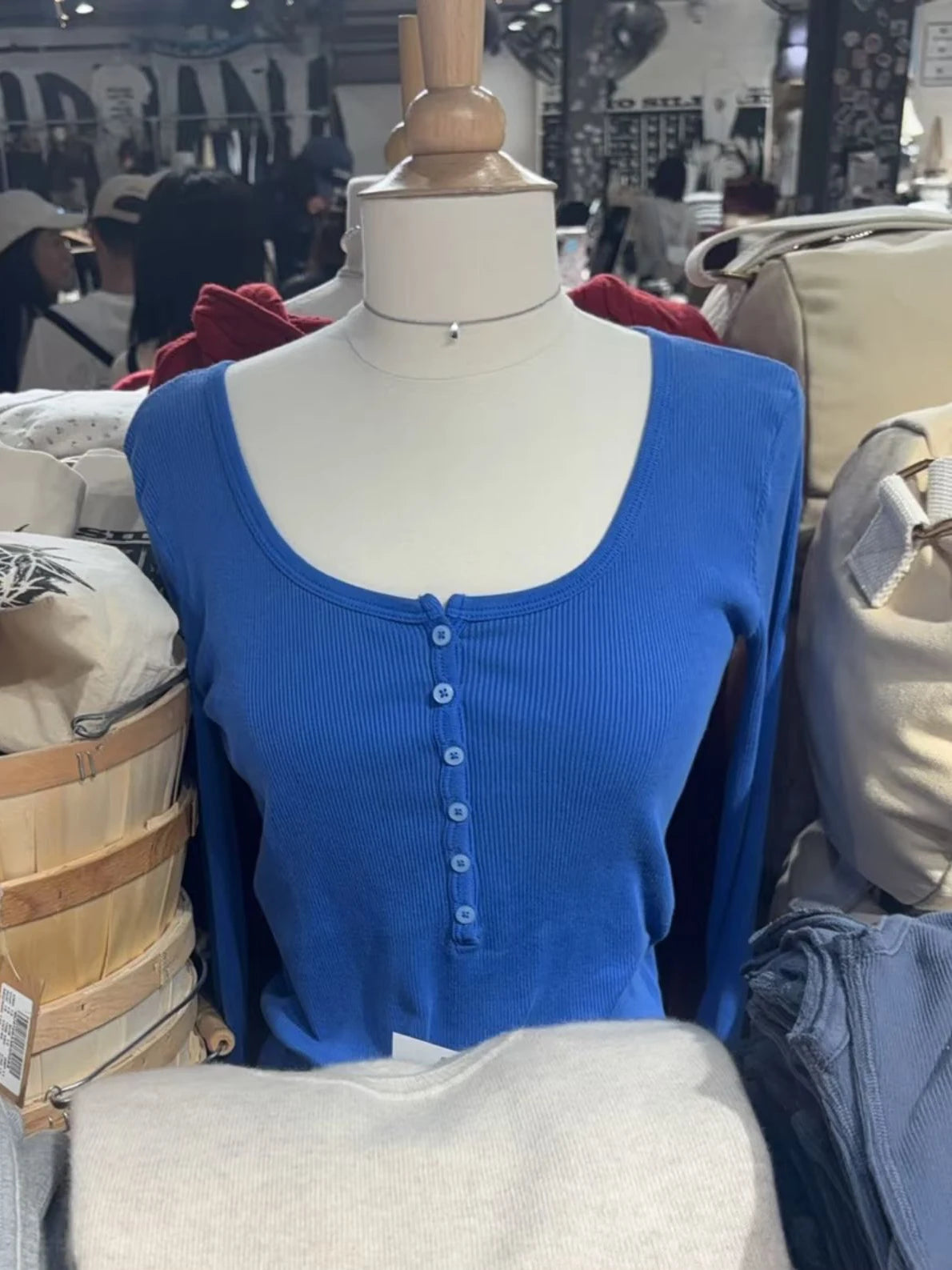 Six Buttons Ribbed Long Sleeve T-shirts Women Spring Round Neck Cotton Slim Tee Top Female Sweet Cute Pink Tshirt Y2k Tops Ne