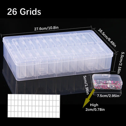 New Large 4/10/12/26 Slots Diamond Painting Storage Box Nail Art Jewelry Mosaic Storage Container, Multifunctional Storage Ca