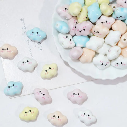 10pcs Colorful Chubby Smiling Cloud White Ceramic Beads DIY for Jewelry Making Bracelets Accessory Bead