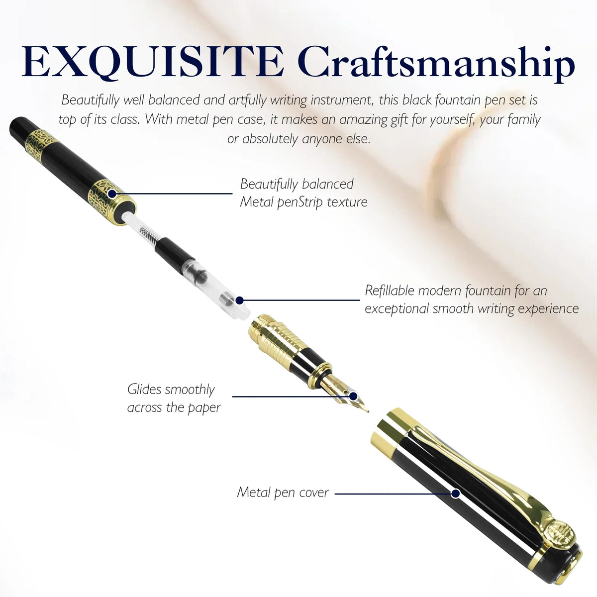 Retro Metal Fountain Pen F Nib Classic Design with Converter For Business Writing Office School Supplies Stationery