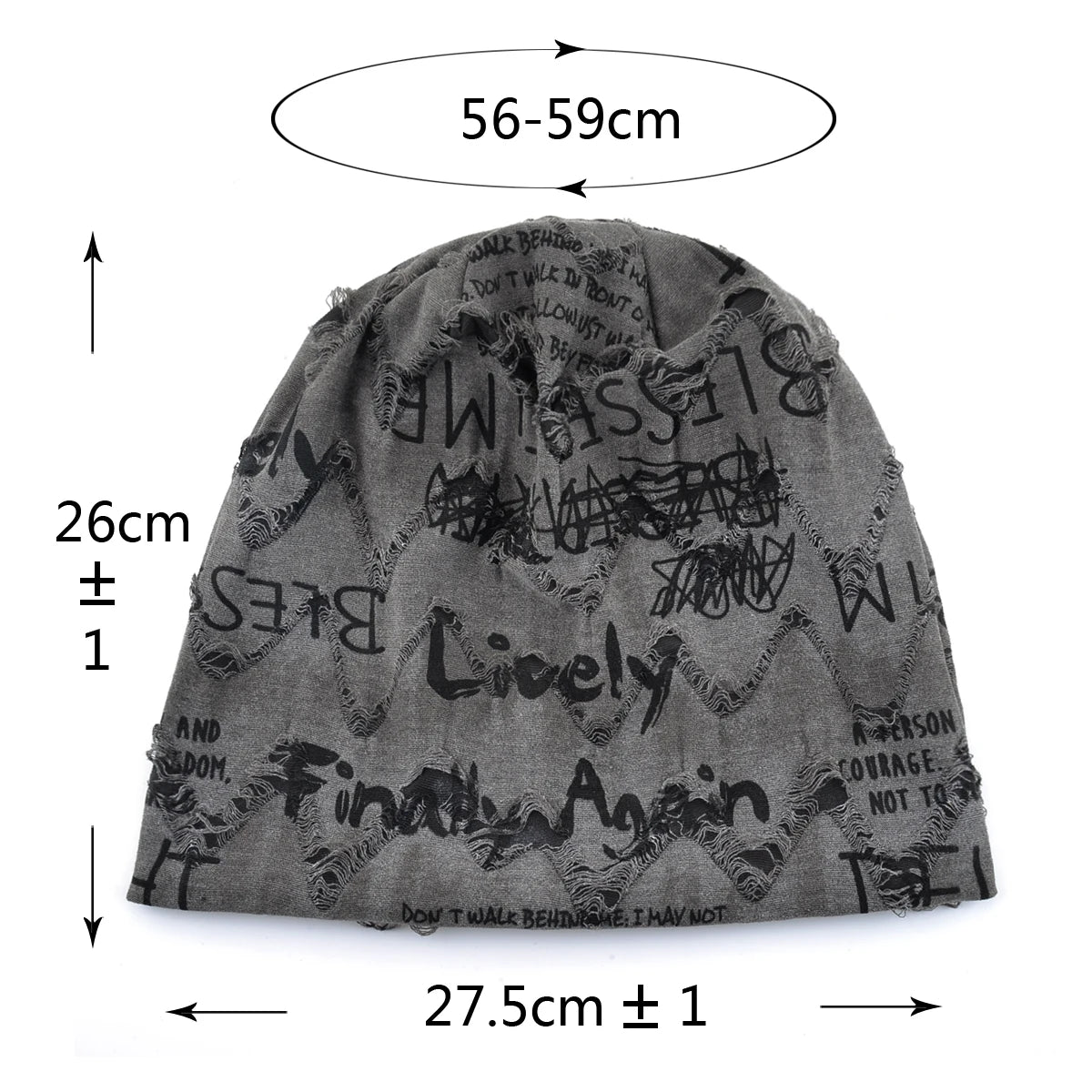 Letter Print Beanie Hats For Women Men Vintage Distressed Cracked Design ​Wasteland Style Spring Summer Warm Fleece-lined Win