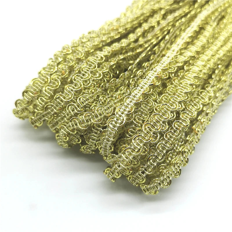 Lace Ribbon, 5 Yards Gold Silver Wave Lace Ribbon, Handmade Costume Trim, Wedding Party Accessories, Stage Performance Décor 