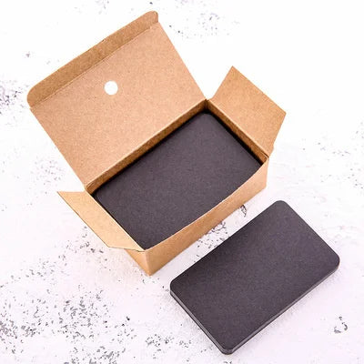 100pcs/box Kraft paper card color blank business card message thank you card writing card label bookmark learning card - Blac
