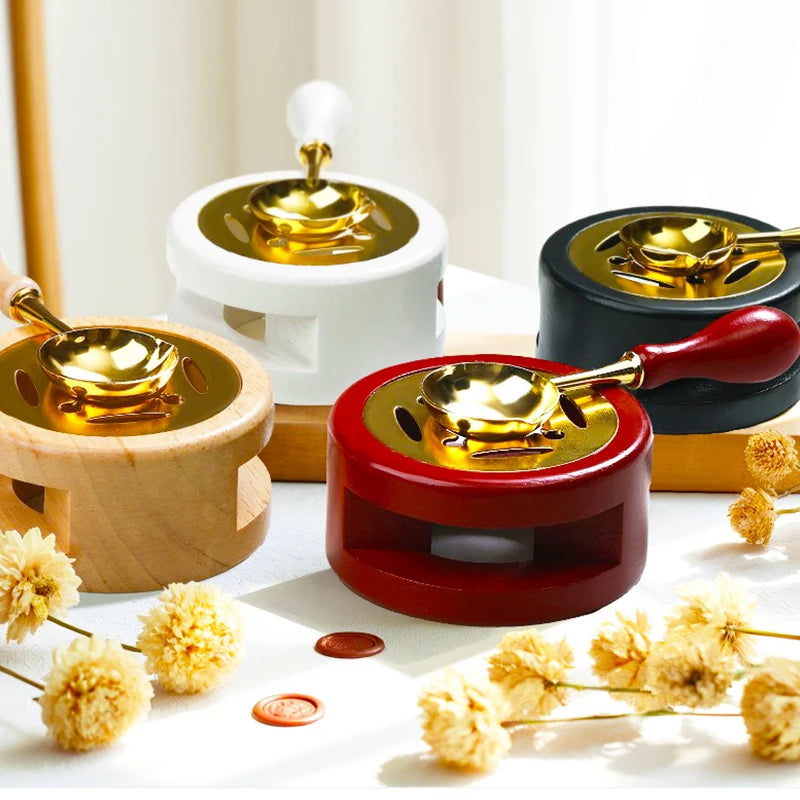 DIY Sealing Wax Spoon Bead Melting Heater Lacquer Furnace Solid Wood Stove Seal Supplies For Stamp Wax Stamp Craft Wedding Gi