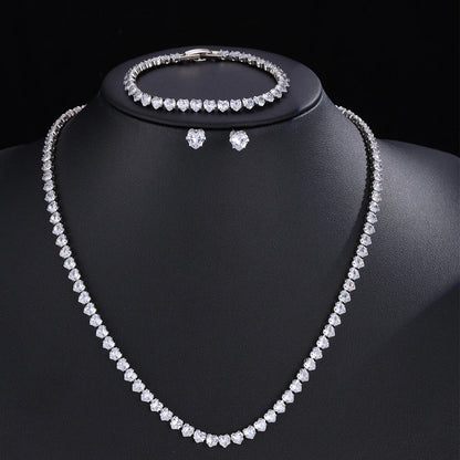 ZAKOL Gorgeous Buling AAA Clear Round Cubic Zirconia Wedding Bridal Necklace Earrings Party Jewelry Set for Women