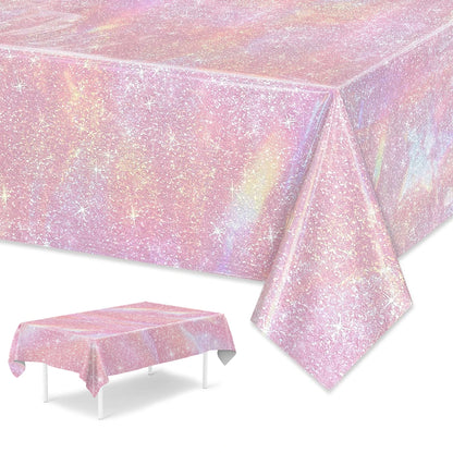 Purple Laser Disposale Tablecloth Happy Birthday Party Decoration Wedding Party Aluminum Film Table Cover Baby Shower Supplie