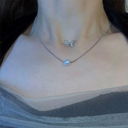 New Beads Women's Neck Chain Kpop Pearl Choker Necklace Gold Color Goth Chocker Jewelry On The Neck Pendant 2022 Collar For G