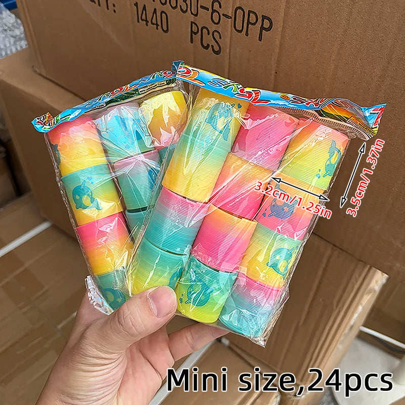 12/24 Rainbow Magic Springs Circle Toys Kids Birthday Party Favors Guests Giveaway Small Gifts Pinata Fillers Flexible Funny 