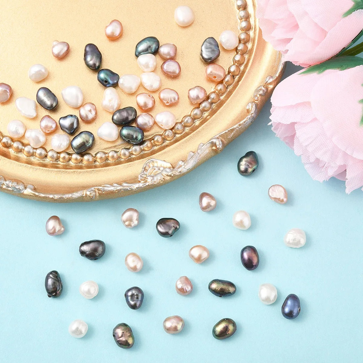 10Pcs Natural Cultured Freshwater Pearl Beads, Baroque Keshi Pearl Beads for Earring Necklace DIY Jewelry Making