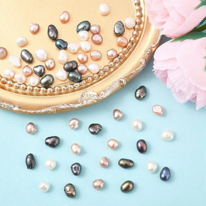 10Pcs Natural Cultured Freshwater Pearl Beads, Baroque Keshi Pearl Beads for Earring Necklace DIY Jewelry Making