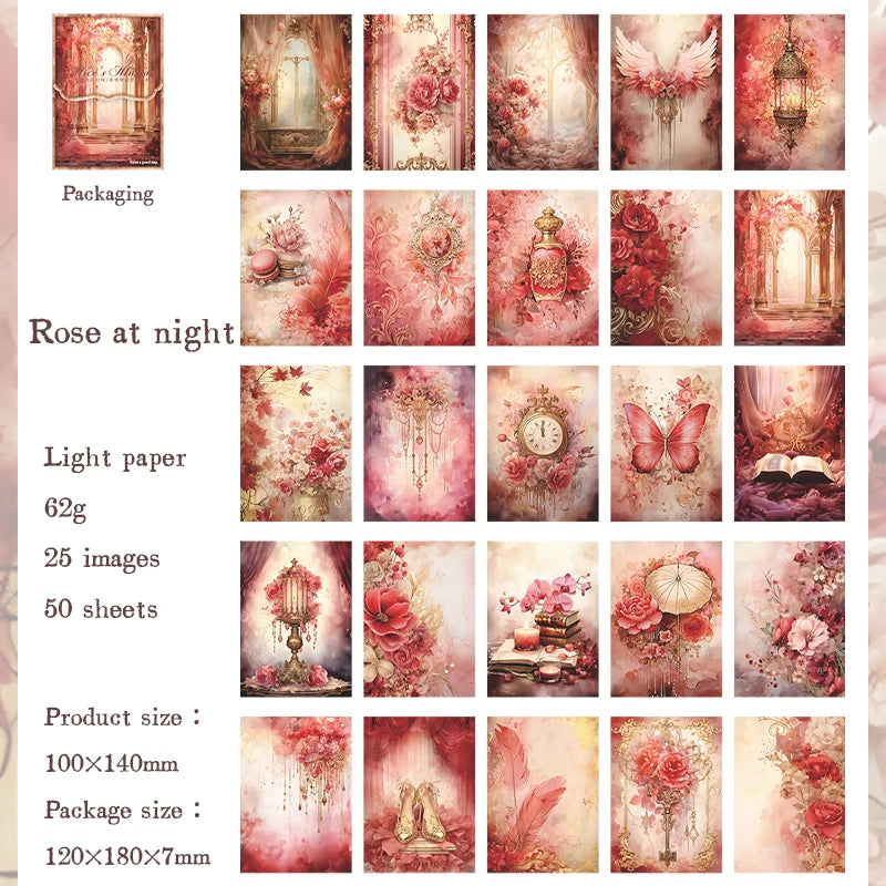 50 pieces of vintage scrapbooking material paper handmade tent DIY collage decoration background craft paper - D