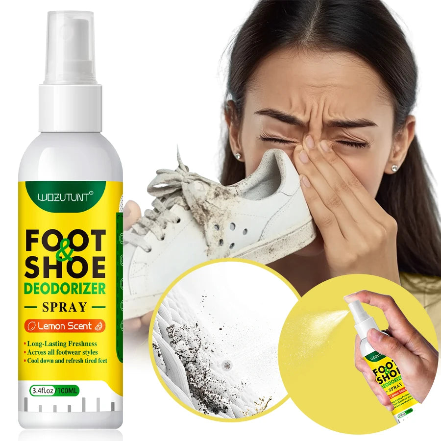 100ml Foot Shoes Deodorizer Spray Lemon Perfume Feet Shock Odor Nemesis Deodorant Removal Antibacterial Refresh Stink Freshen