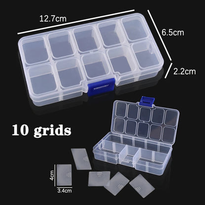 Plastic Jewelry Box 10/15/24 Compartment Slot Organizer Storage Beads Container Adjustable Jewelry Storage Box Rectangle Case