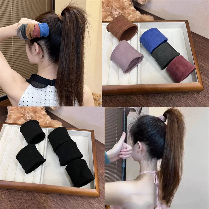4 Set Solid Widen Thicken Hair Band Ropes Women Ponytail Holder Hair Tie Scrunchies Rubber Bands Korea Fashion Hair Accessori