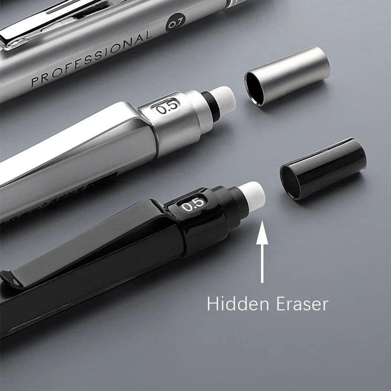 High Quality Metal Mechanical Pencils Set with Lead Refills Drafting Automatic Pencil 0.3, 0.5, 0.7, 2.0mm Pencil for Art Sup