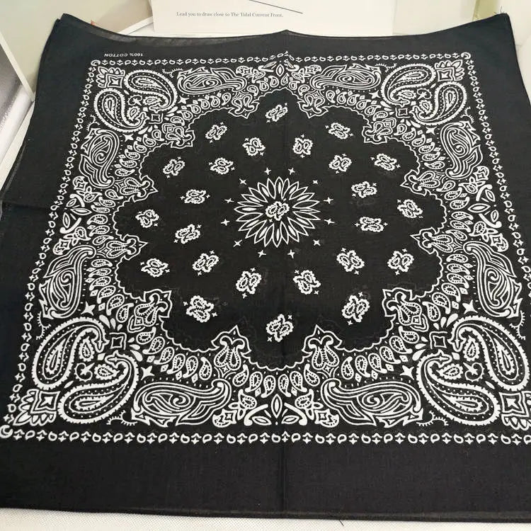 New Fashion Hip Hop 100% Cotton Bandana Square Scarf 55cm*55cm Black Red Paisley Headband Printed For Women/Men/Boys/Girls - 
