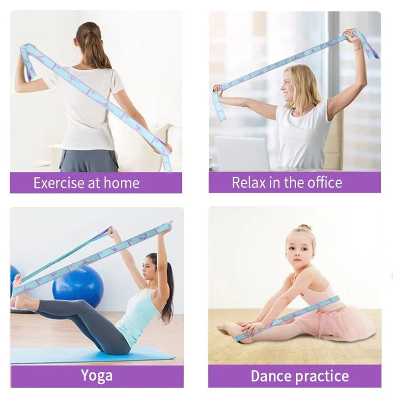 Elastic Yoga Resistance Band Pilates Dance Stretching Belt Fitness Sport Exercise Pull Strap Belt Beginner Multi-Functional B