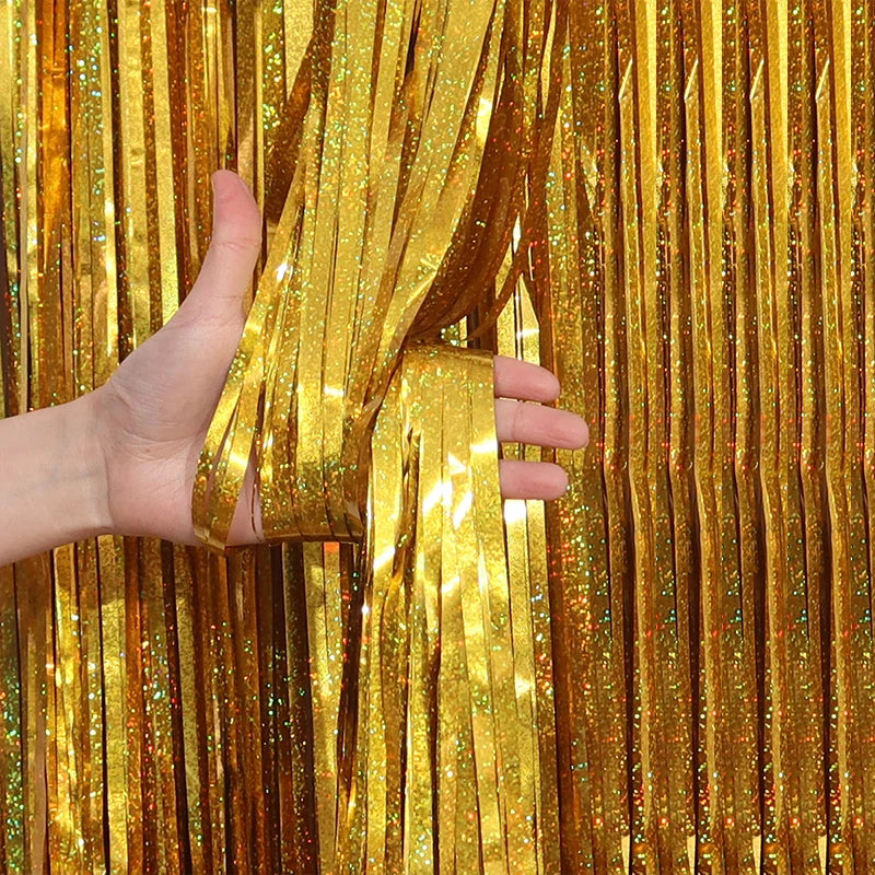 2/3M Party Background Wedding Decoration Foil Fringe Curtain Sequin Bachelorette Photo Backdrop Wall Curtain Birthday BabySho