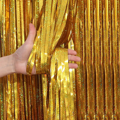2/3M Party Background Wedding Decoration Foil Fringe Curtain Sequin Bachelorette Photo Backdrop Wall Curtain Birthday BabySho