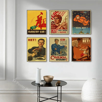 Vintage Stalin USSR CCCP Poster Poster Aesthetic Prints and Posters Wall Art Retro Painting Home Room Cafe Club Dorm Wall Dec