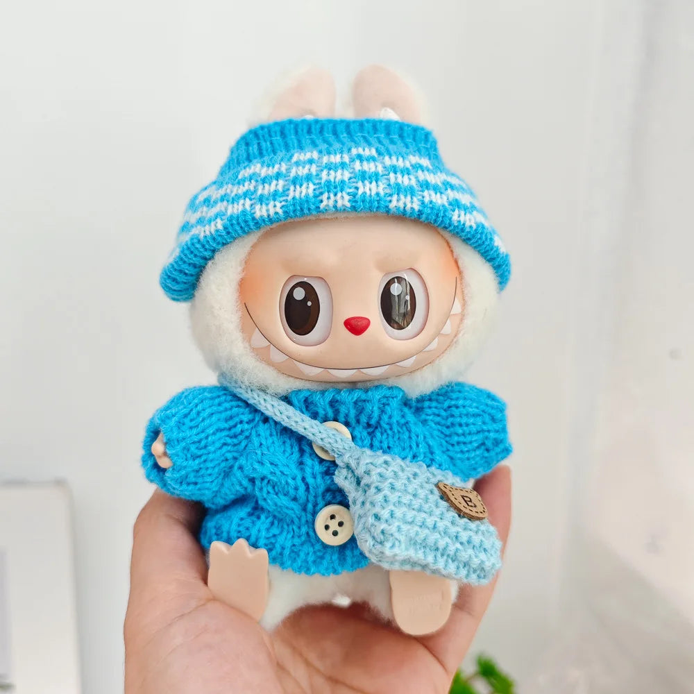 Clothes For Labubu 17cm II Idol Dolls Sitting Party The Monster Outfit Accessories Clothing Lovely Gift Cute Sweater Hat And 