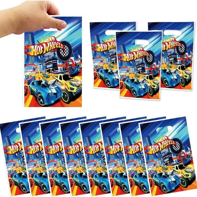 Party Favor Gift Bags - 20Pcs Plastic Candy Bags for Themed Birthday Party Supplies Hot Wheel Party
