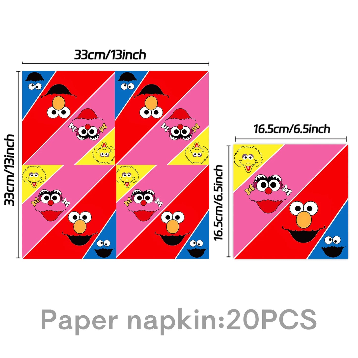 Cartoon Sesames Street Birthday Party Decor Elmo and Friends Theme Tablecloth Plate Balloon Set Cake Decor Baby Shower - 20PC